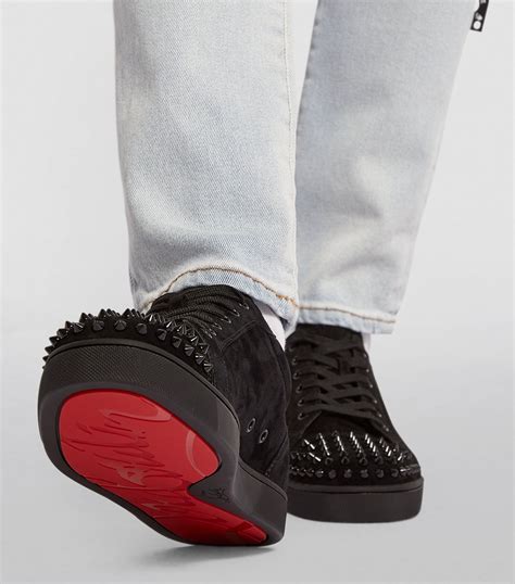 sneaker christian louboutin louis spikes black autêntico|black suede christian louboutin sneakers.